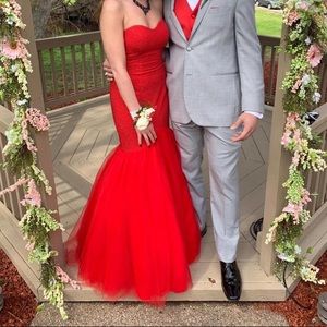 Red mermaid prom dress